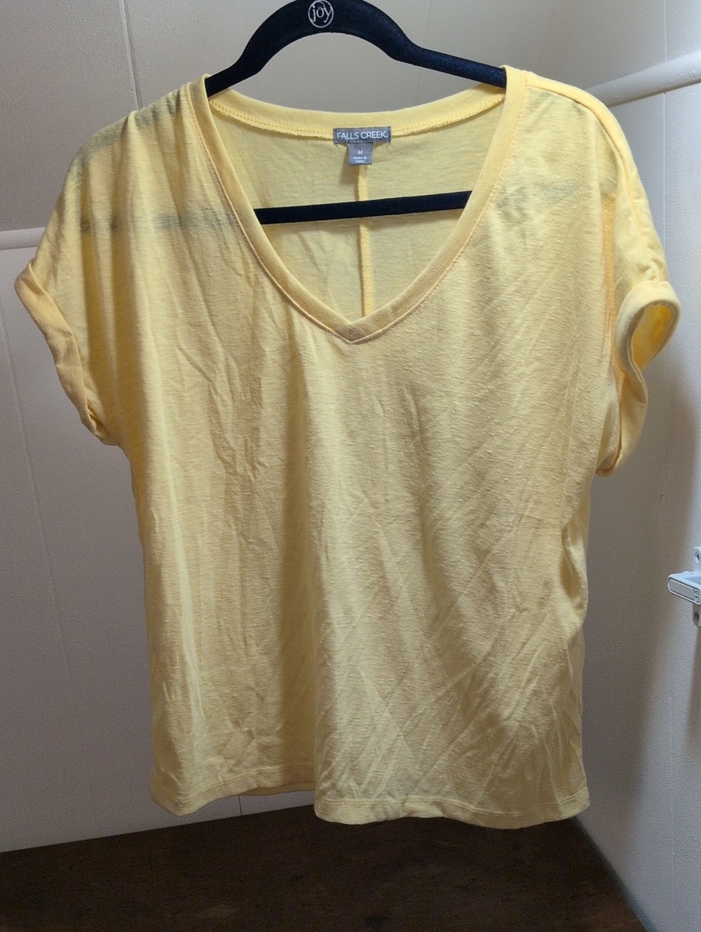 Falls Creek Pale Yellow V-Neck Short Sleeve Tee